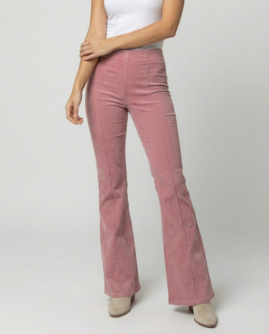Damen Flared Cord-Hose mit hohem Bund und weichem Material R&B