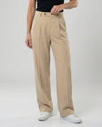 Freizeitkleidung Damen Bundfaltenhose Weit