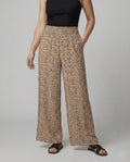 Damen weite Leinenhose mit elastischem Bund und lässigem Schnitt