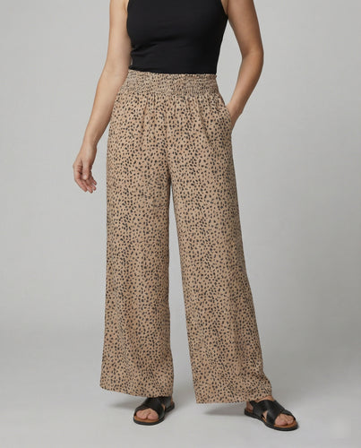 Damen weite Leinenhose mit elastischem Bund und lässigem Schnitt R&B