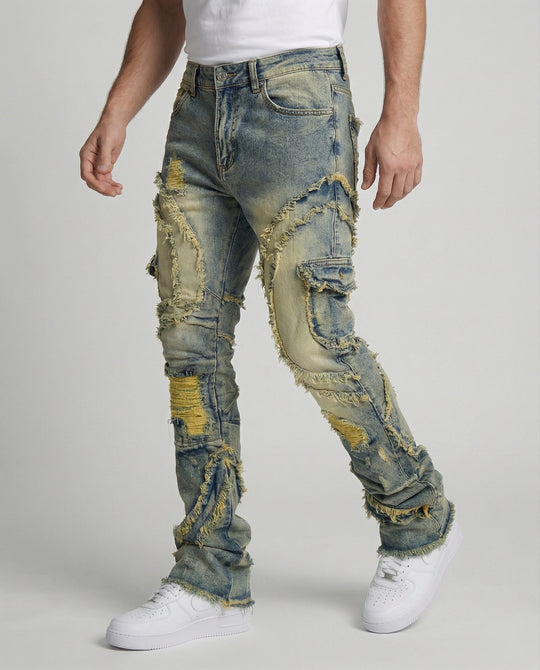 Herren Destroyed Jeans mit Cargotaschen