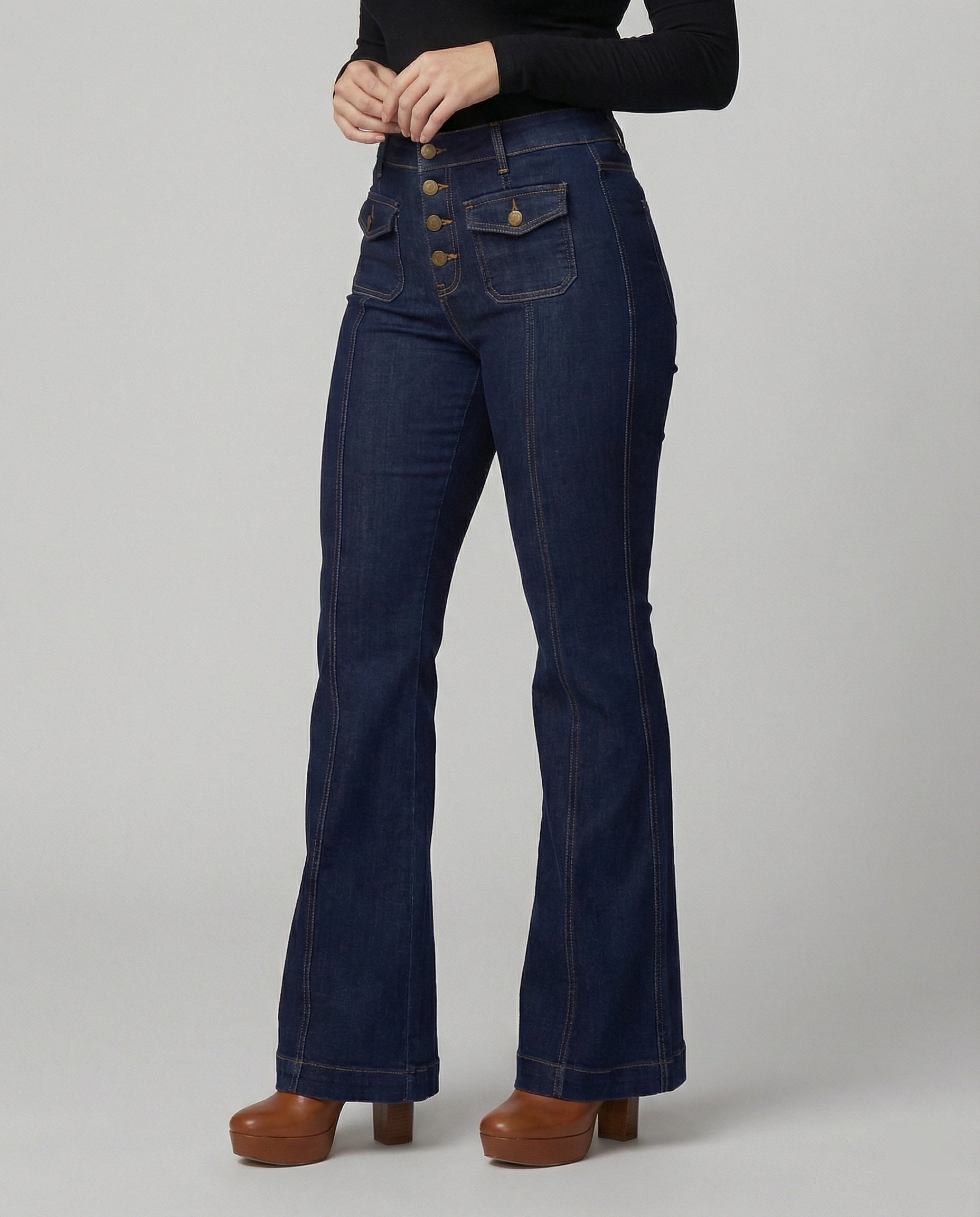 Damen High-Waist Schlagjeans R&B