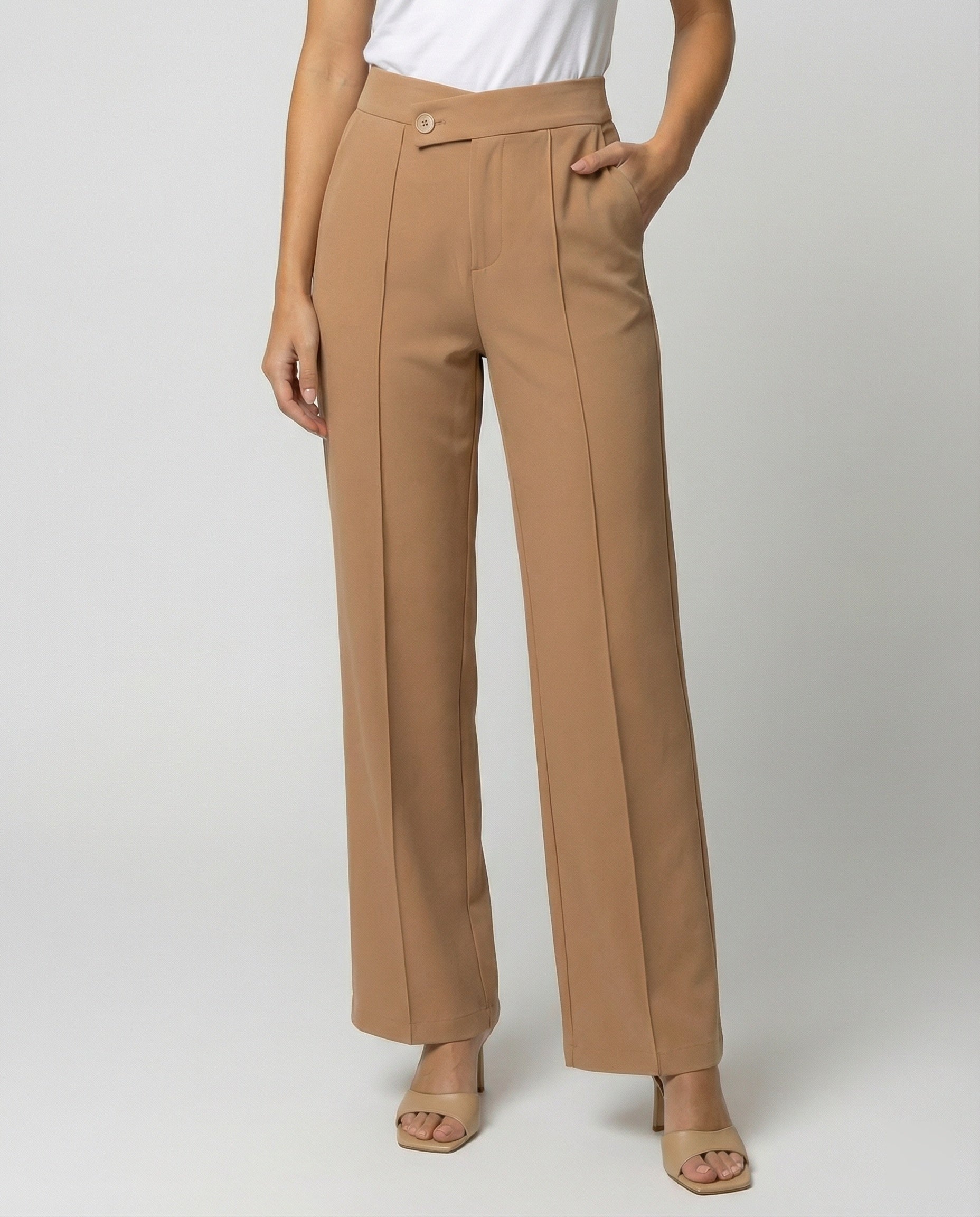 Damen Hochbund Anzughose Damen mit Knopfdetails