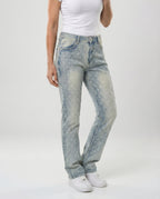 Damen Jeans mit Perlen gerades Bein