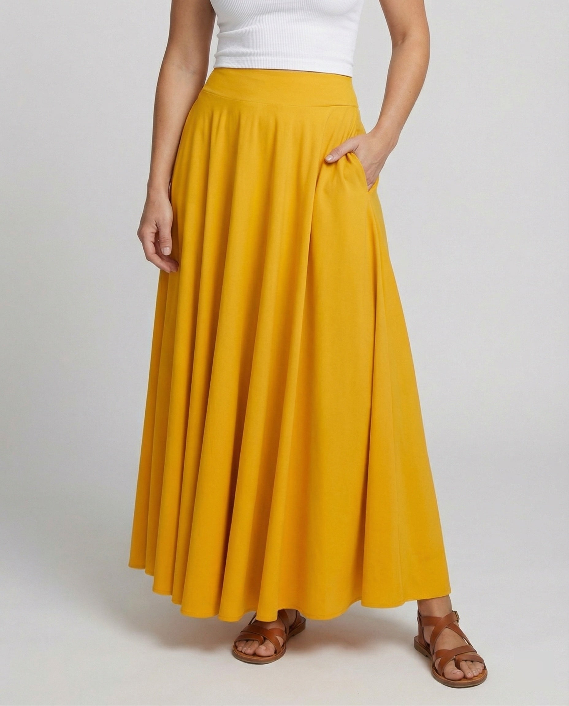 Damen Luftiger Maxi-Rock mit hohem Taillenbund R&B