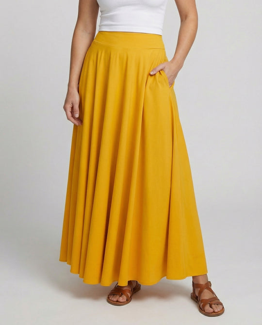 Damen Luftiger Maxi-Rock mit hohem Taillenbund R&B