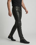 Herren Kunstleder Hose schmal geschnitten