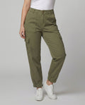 Damen Cargo Stoffhose lässig mit elastischem Bund und Taschen