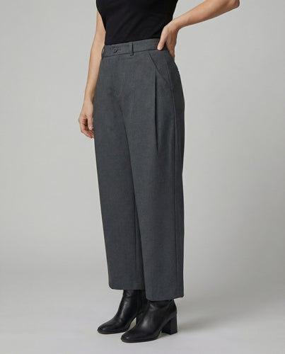 Damen Weite Anzughose High Waist mit eleganten Falten