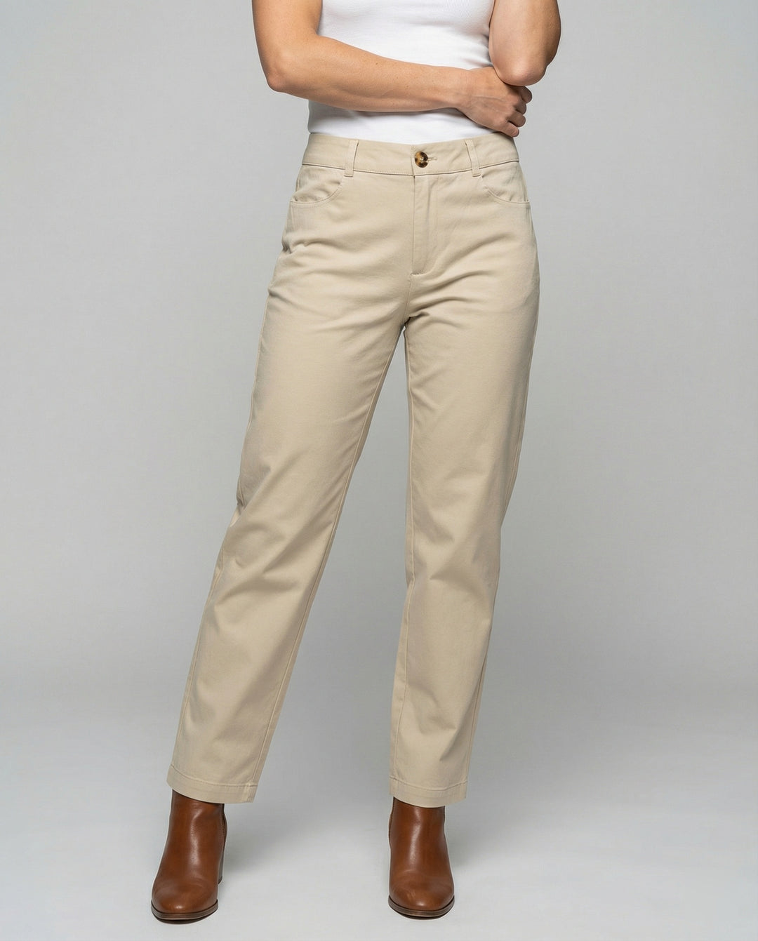 Damen Chino Stoffhose mit elastischem Bund und Seitentaschen