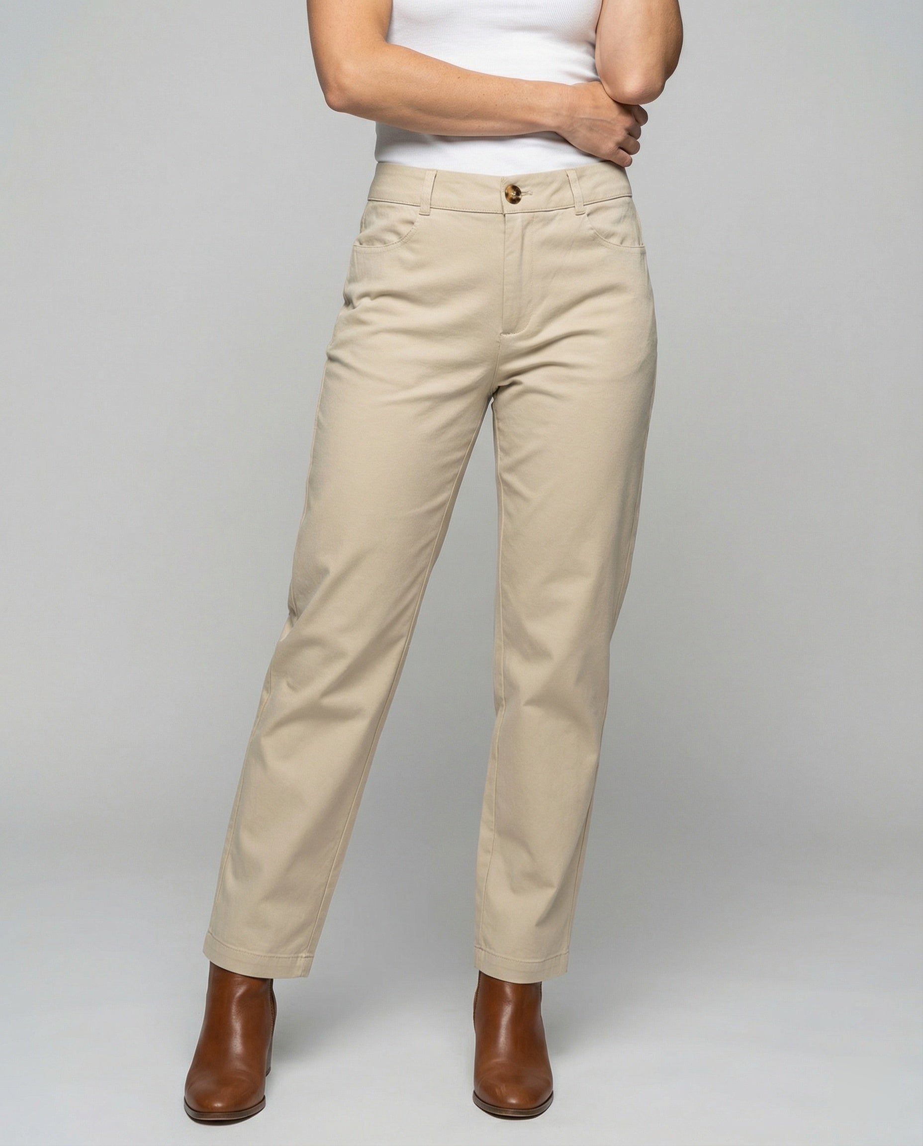 Damen Chino Stoffhose mit elastischem Bund und Seitentaschen