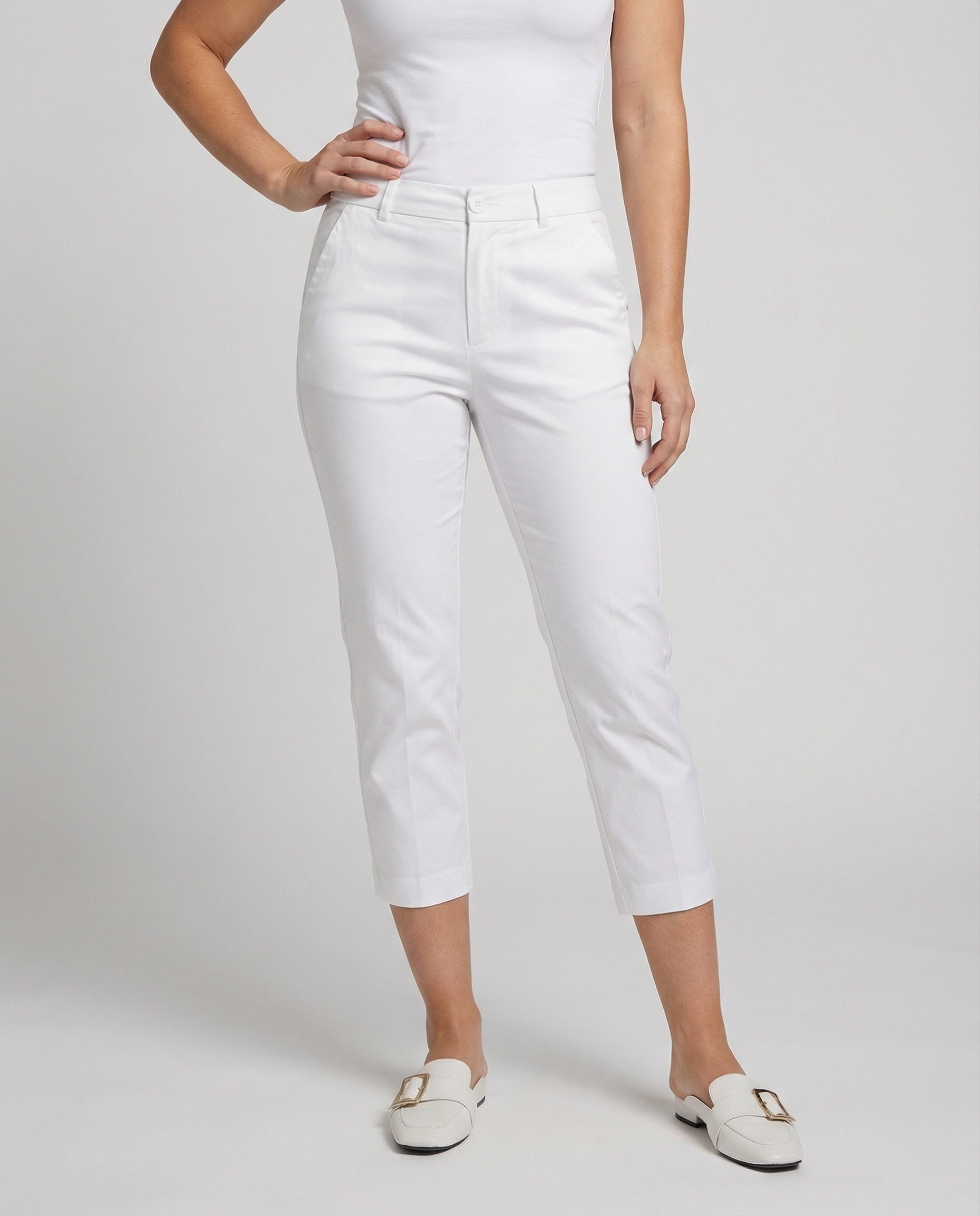 Damen Cropped Stoffhose modisch geschnitten