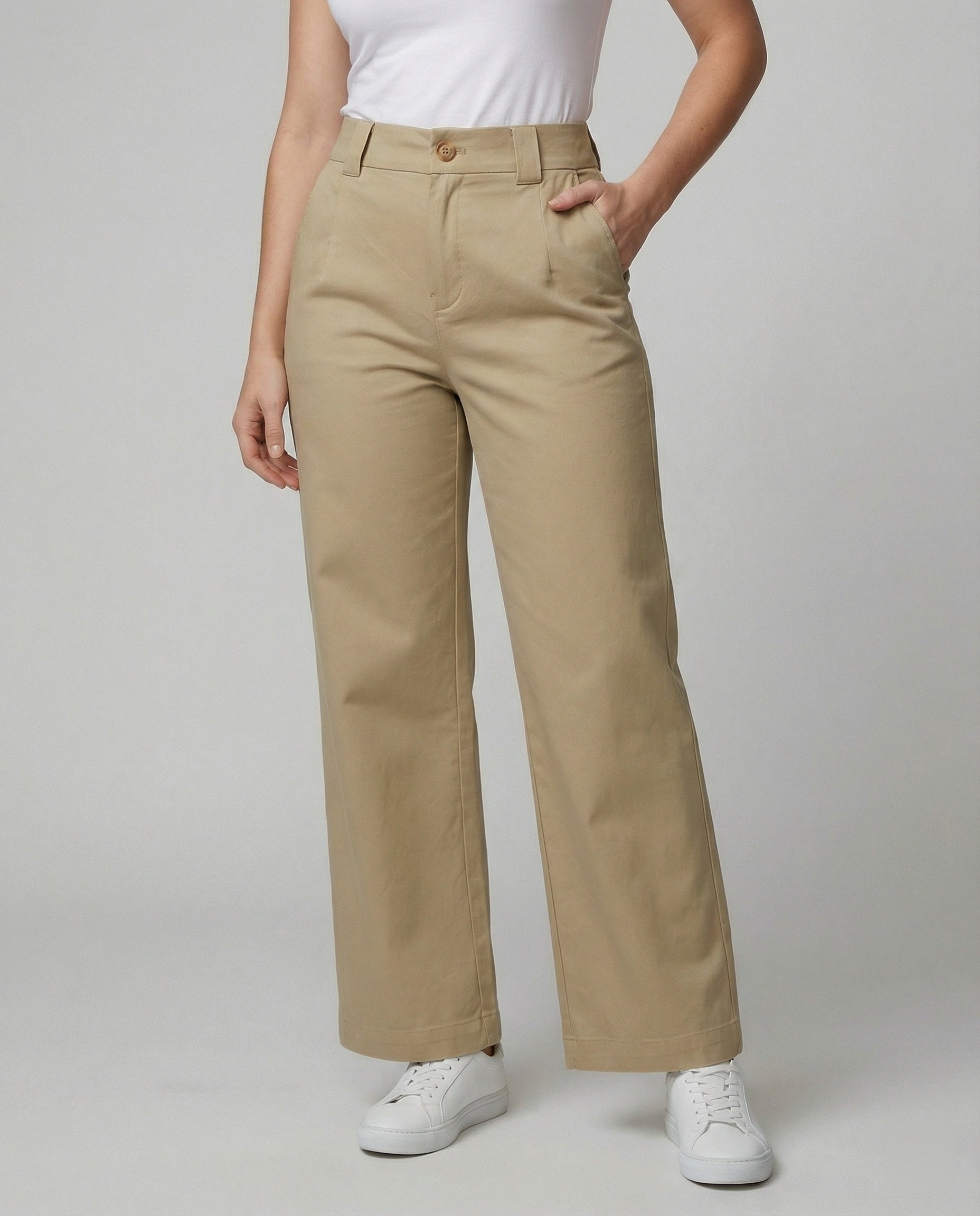 Damen Weite Hosen High Waist mit Stoffgürtel