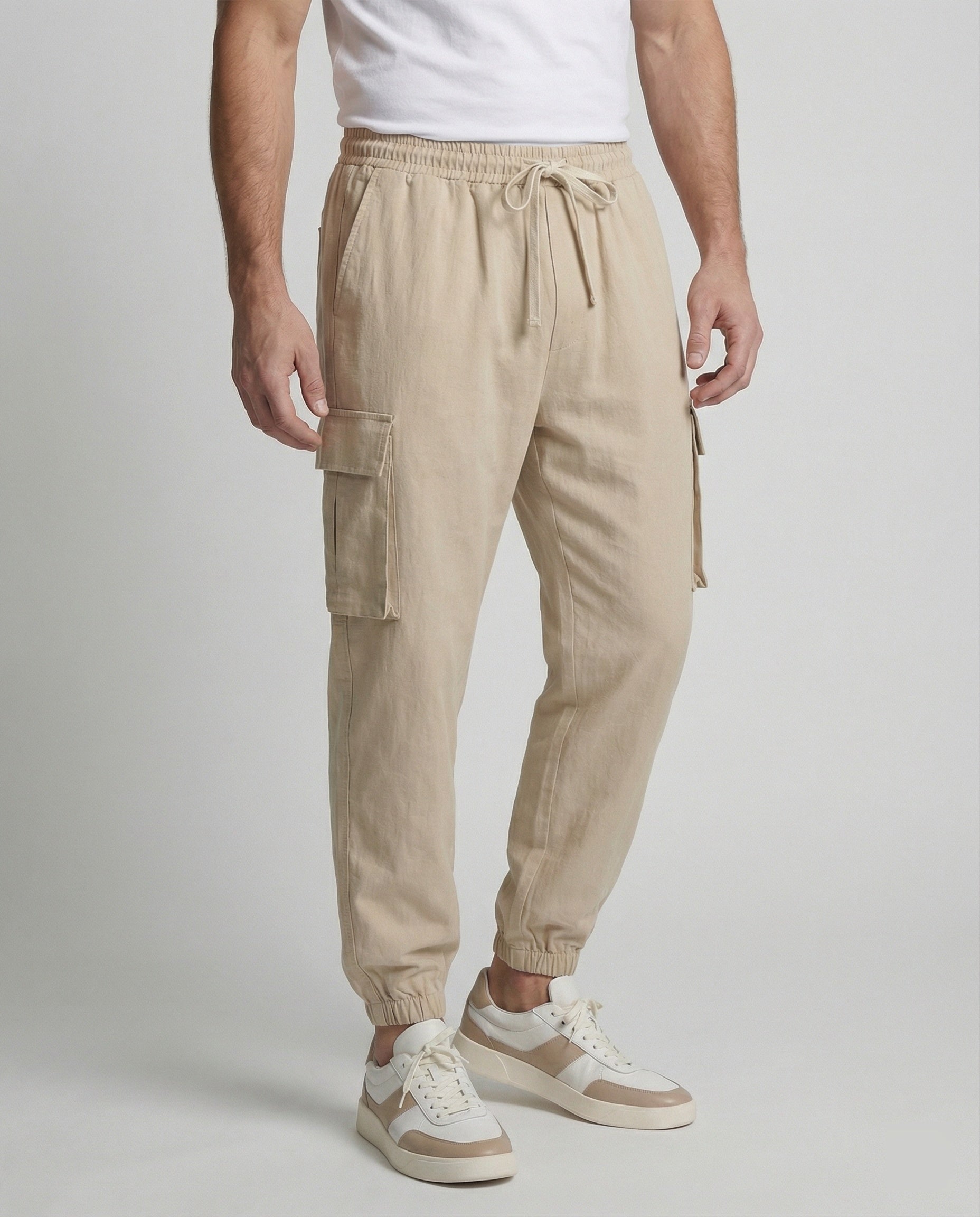 Herren Cargo-Jogginghose mit seitlichen Reißverschlusstaschen und elastischem Bund R&B