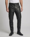Herren Kunstleder Cargo-Hose mit Seitentaschen