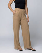 Damen elegante weit geschnittene Sommerhose mit feiner Rippstruktur R&B