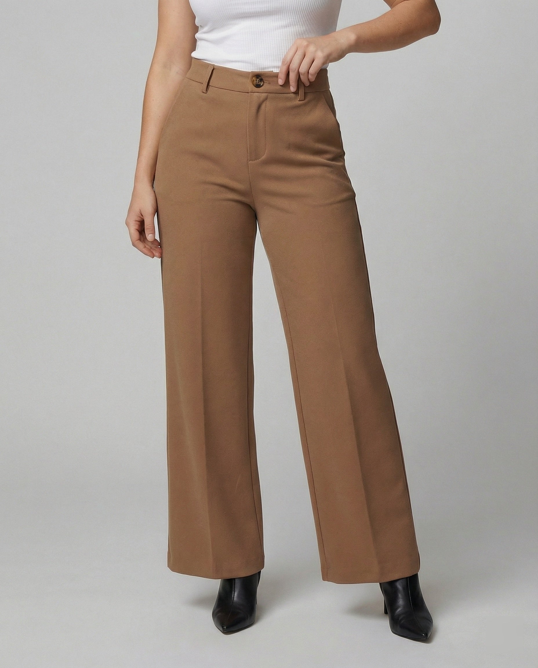 Damen Weite Stoffhose High Waist
