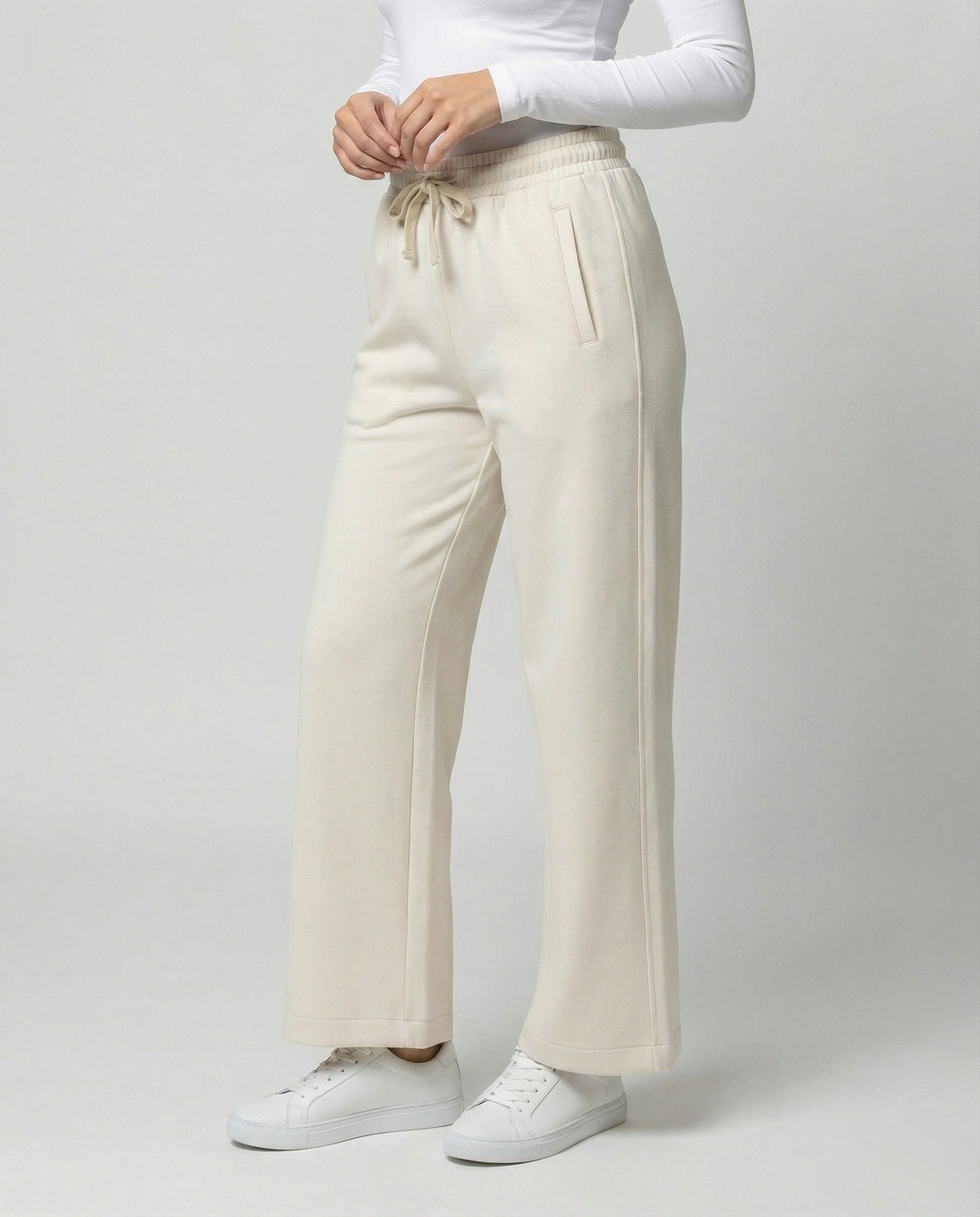 Damen Weite Stoffhose bequem mit elastischem Bund