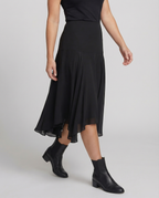 Satinrock Schwarz Damen Maxi leicht und schwingend