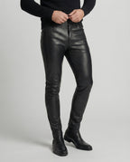 Herren Kunstleder Hose Slim Fit