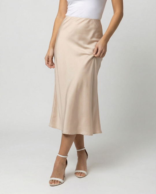 Damen eleganter Midirock mit sanftem Schnitt und hohem Bund R&B