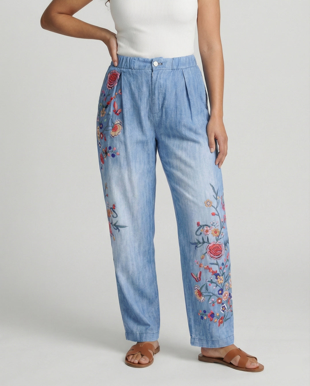 R&B | Floral Print Lockere Jeanshose für Frauen