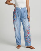 R&B | Floral Print Lockere Jeanshose für Frauen