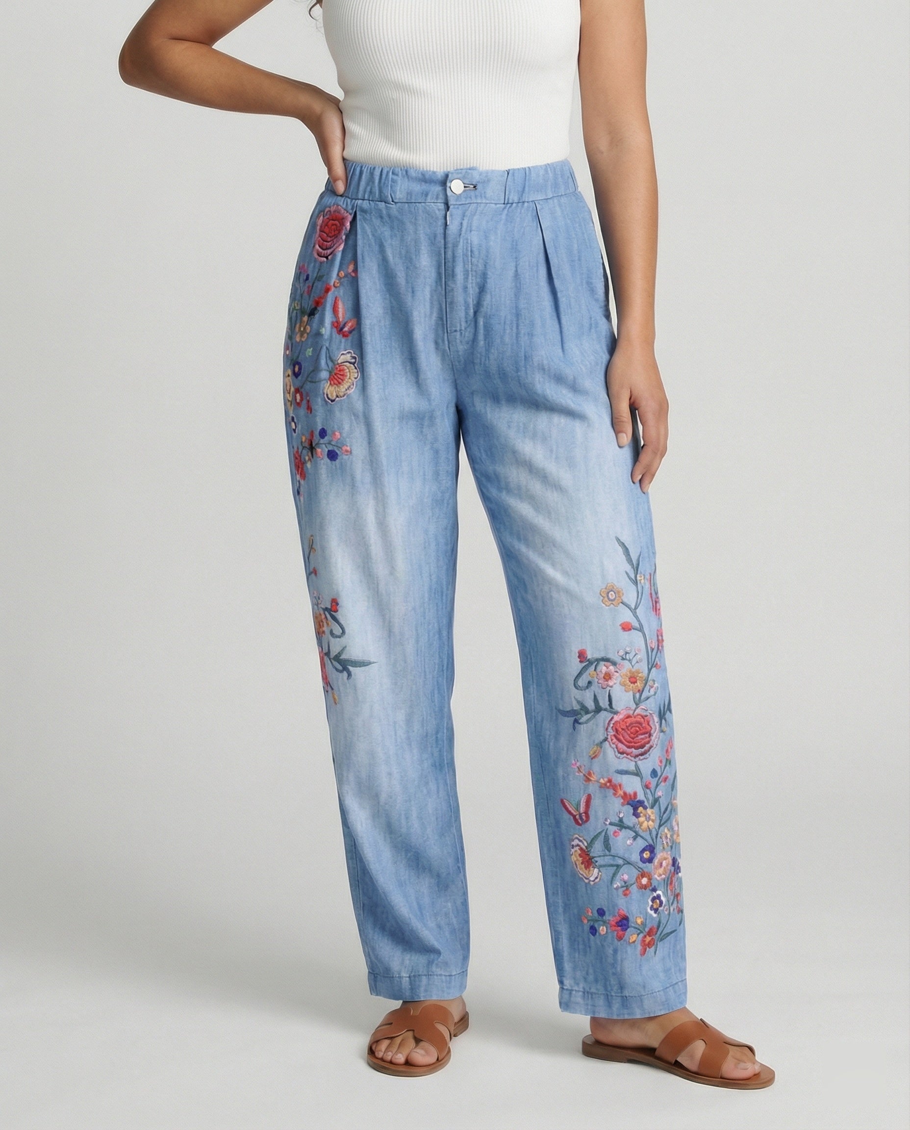 R&B | Floral Print Lockere Jeanshose für Frauen