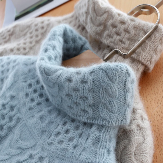 R&B | Luxus Kaschmir Rollkragenpullover mit Kariertem Muster