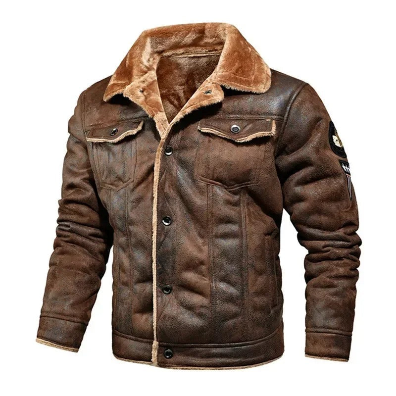 R&B | Luxuriöse Übergroße Lederjacke mit Samtfutter