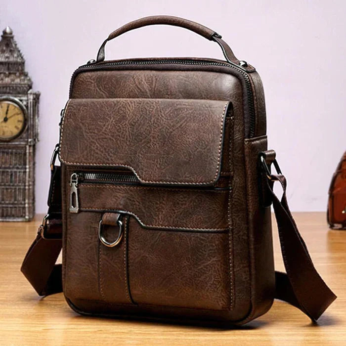 Damen Elegante Leder Schultertasche mit Reißverschluss & Verstellbarem Schulterriemen | R&B