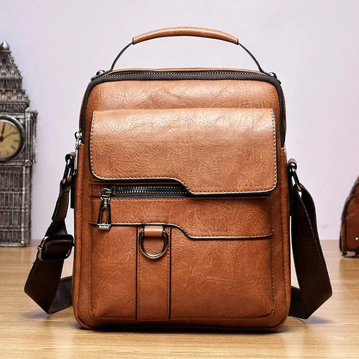 Damen Elegante Leder Schultertasche mit Reißverschluss & Verstellbarem Schulterriemen - R&B