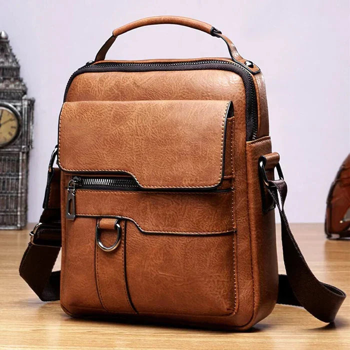 Damen Elegante Leder Schultertasche mit Reißverschluss & Verstellbarem Schulterriemen - R&B