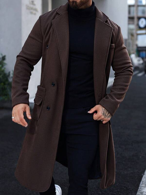 R&B | Luxuriöser brauner langer Mantel für Männer