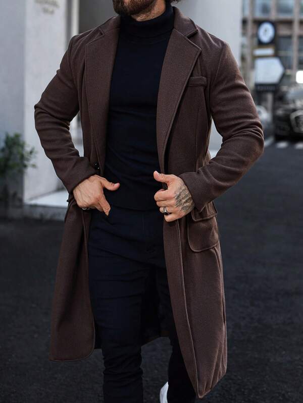 R&B | Luxuriöser brauner langer Mantel für Männer