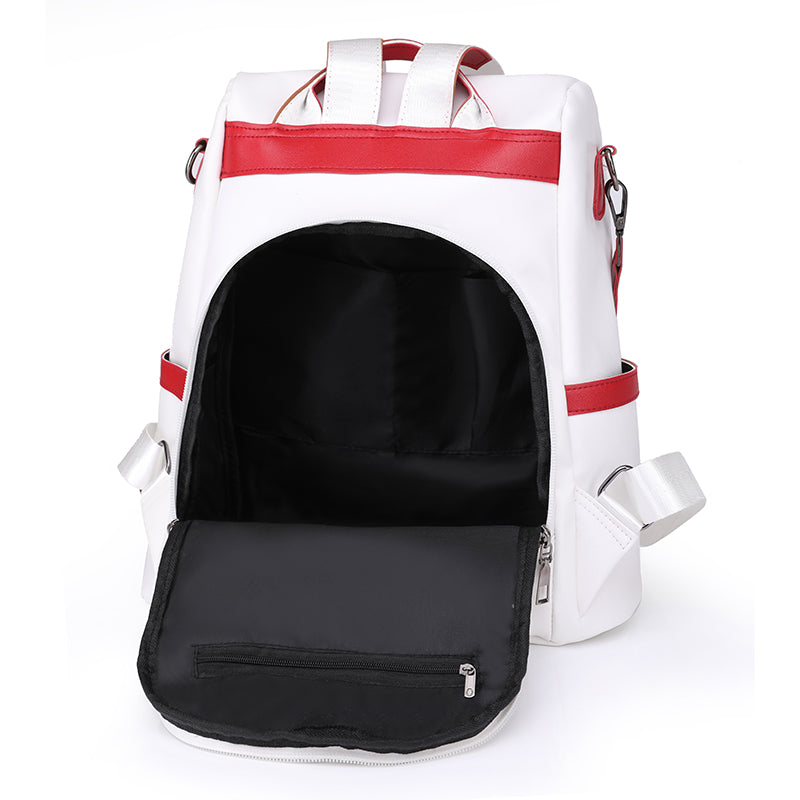 R&B | Luxus Damen Reise Schwarz Rot Weiß Rucksack