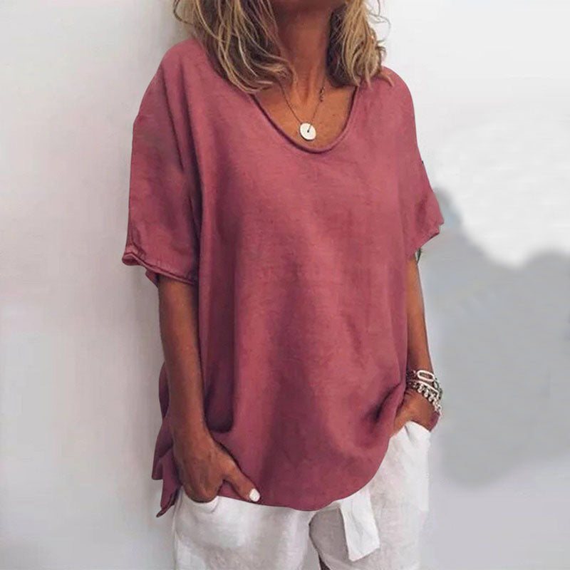 R&B | Damen Rundhals-Shirt Unifarben