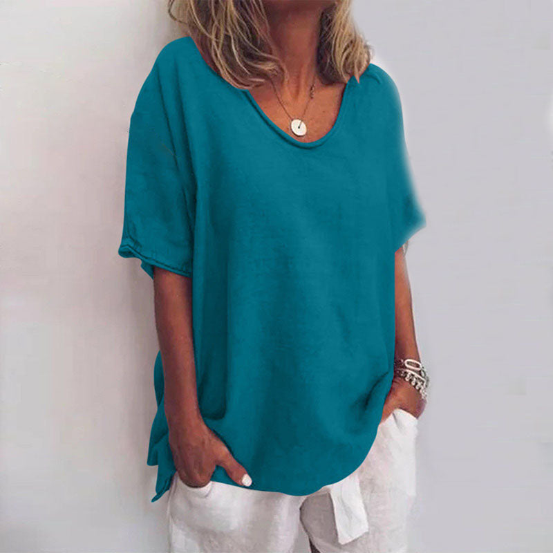 R&B | Damen Rundhals-Shirt Unifarben