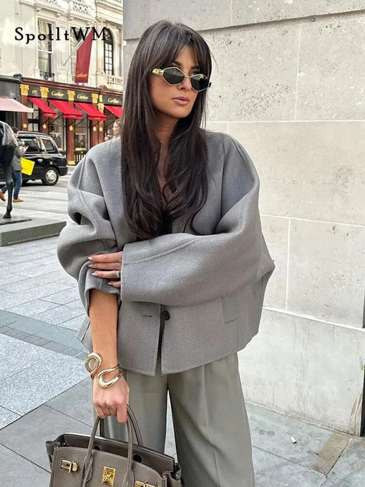 R&B | Chic Kurze Wolljacke Wollmischung Elegant und Lässig