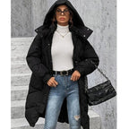 R&B | Winterjacke mit Kapuze für Damen - lange wattierte Jacke