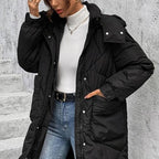 R&B | Winterjacke mit Kapuze für Damen - lange wattierte Jacke