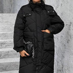 R&B | Winterjacke mit Kapuze für Damen - lange wattierte Jacke