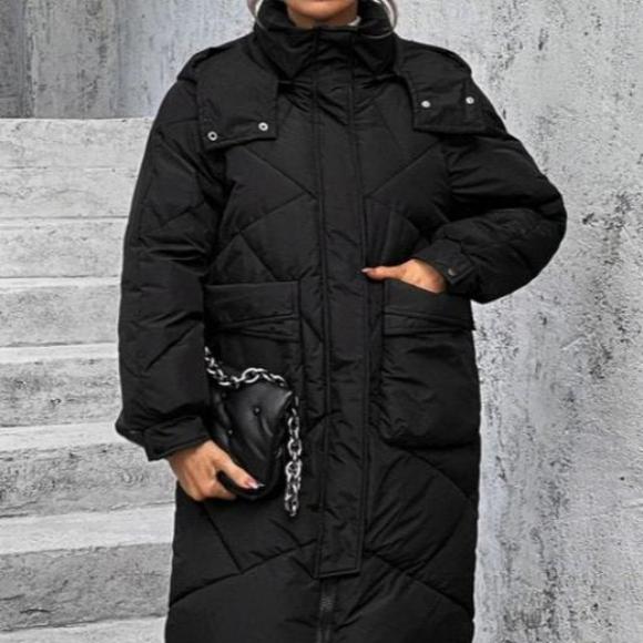 R&B | Winterjacke mit Kapuze für Damen - lange wattierte Jacke