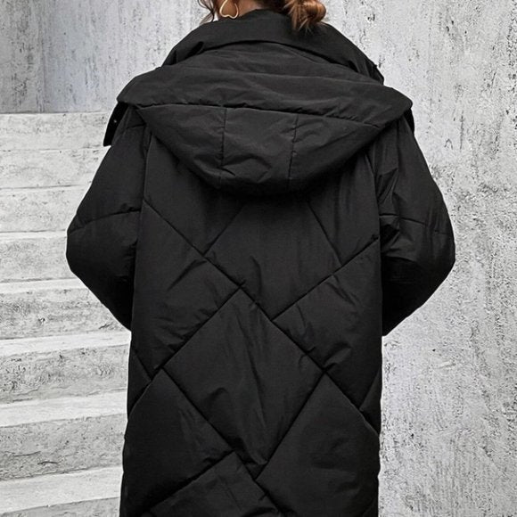 R&B | Winterjacke mit Kapuze für Damen - lange wattierte Jacke