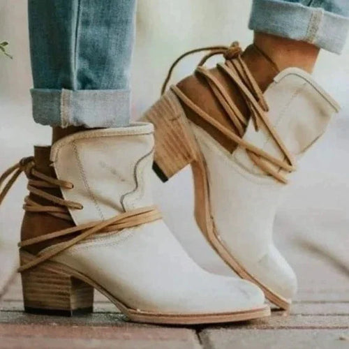 R&B | Riemchen Dicke Absatz Niedrige Stiefel