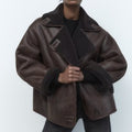 R&B | Übergröße Lammfell Aviator Jacke Weiter Kragen mit Umschlägen