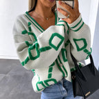 R&B | Oversized Cardigan Grafisches Muster Trendy Design