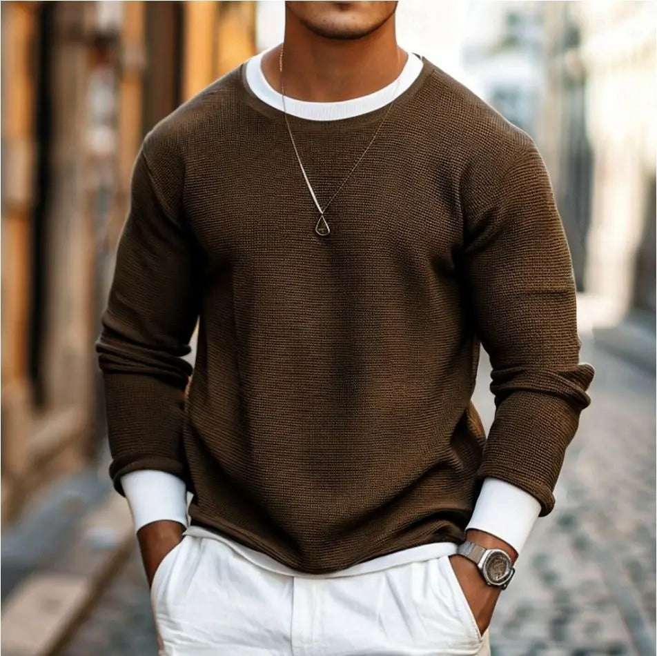 R&B | Strukturierter Strickpullover Lange Ärmel Lässiger und Stilvolles Aussehen