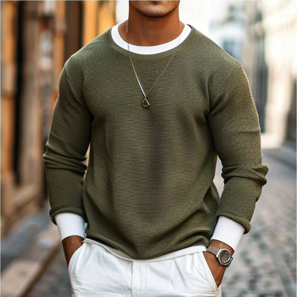 R&B | Strukturierter Strickpullover Lange Ärmel Lässiger und Stilvolles Aussehen