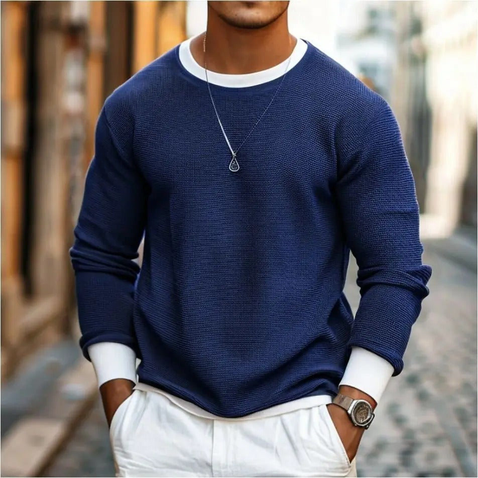 R&B | Strukturierter Strickpullover Lange Ärmel Lässiger und Stilvolles Aussehen